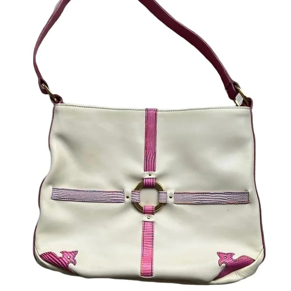 Preston & York Cream and Pink Leather Handbag
